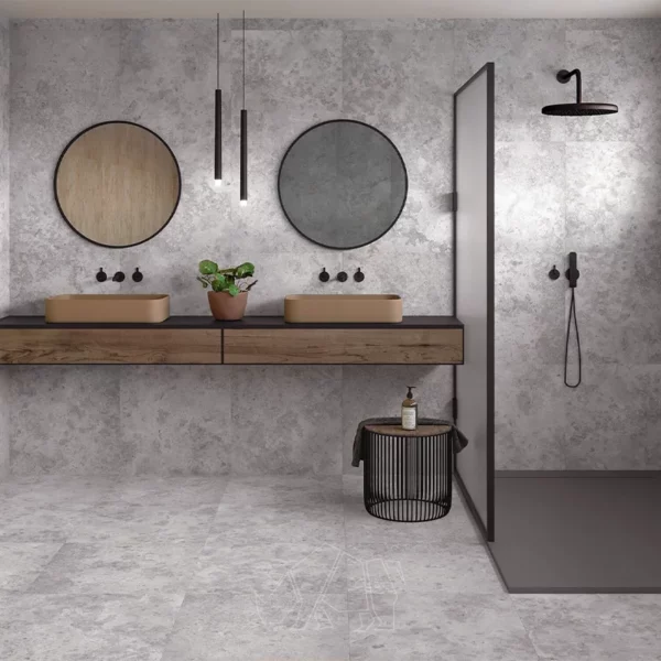 grey big bathroom tiles